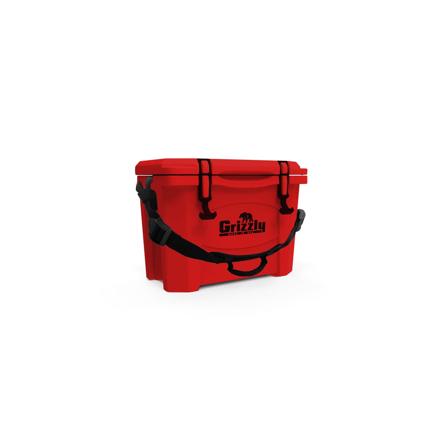 15 Cooler Grizzly | 15 qt Ice Chest Durable Rotomolded Insulated | Made in USA | Warranty for Life | For Beach Boat Camping Fishing Hunting | G15 | Red