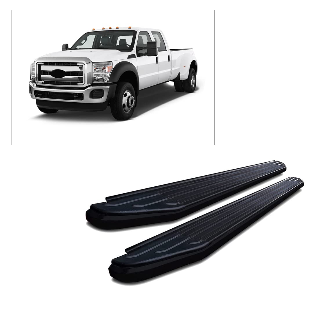 Peerless Black Horse Running Boards Compatible with 1999-2016 Ford F-550 Super Duty|1999-2016 Ford F-450 Super Duty|1999-2016 Ford F-350 Super Duty|1999-2016 Ford F-250 Super Duty-PR-F491BK