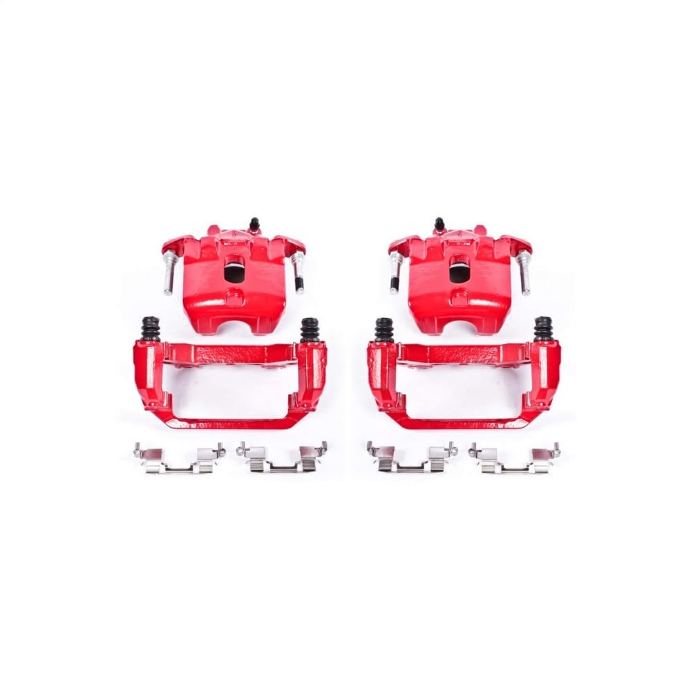 Power Stop Pair of High-Temp Red Powder Coated Front Calipers for Nissan Maxima 2003-2007 [Model Specific]