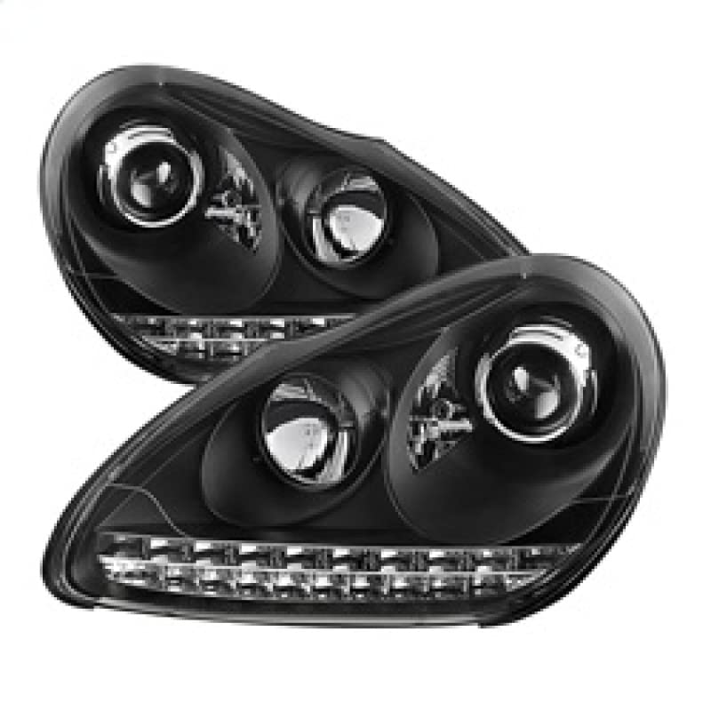 Porsche Cayenne 03-06 Spyder 5080967 Projector Headlights - Xenon/HID Model Only (Not Compatible With Halogen Model) - DRL LED - Black