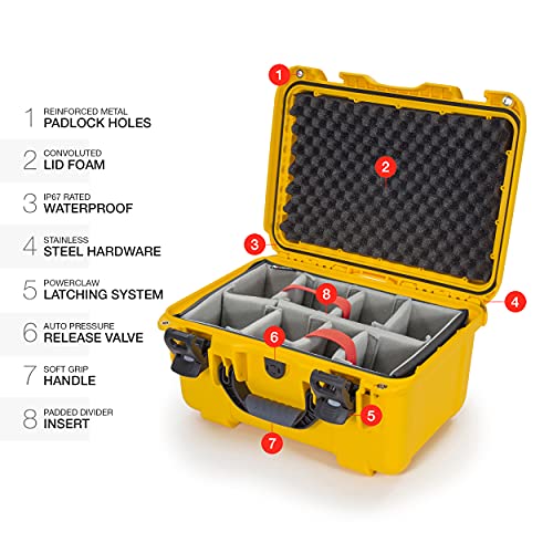 Medium Nanuk 918 Waterproof Hard Case with Padded Dividers 16.9" x 12.9" x 9.3" - Yellow (918-2004)