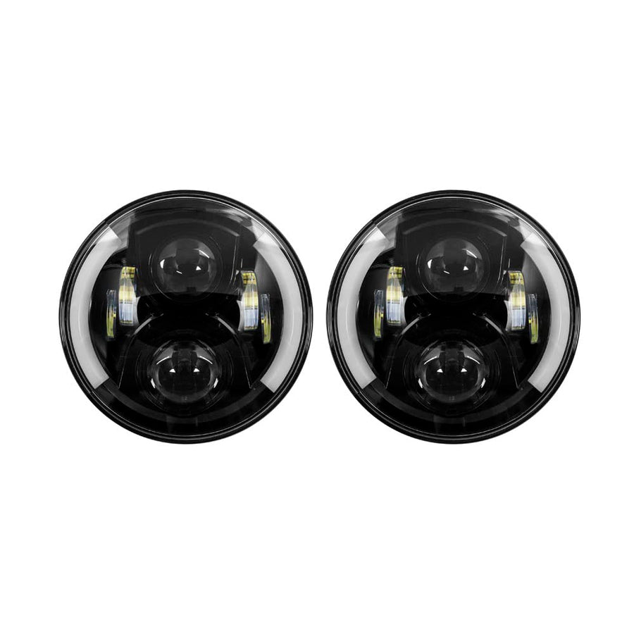 Jeep Metra - Headlight with Partial Halo - 7" Light - Black, LED Headlight Replacements (JP-703B)