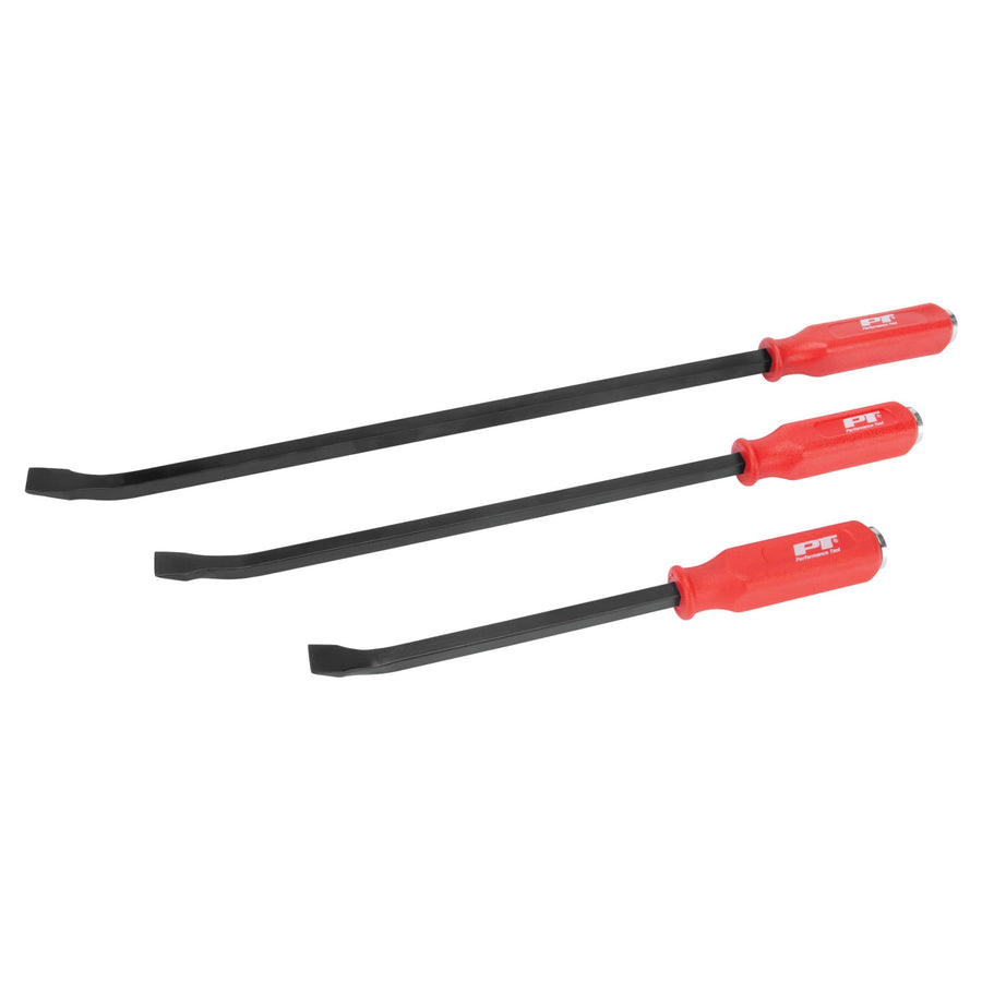 3-Piece Performance Tool W2023 Pry Bar Set - 12-Inch, 17-Inch, and 24-Inch with Strike Cap Ends - Ergonomic Handles - Hardened and Tempered High Carbon Steel