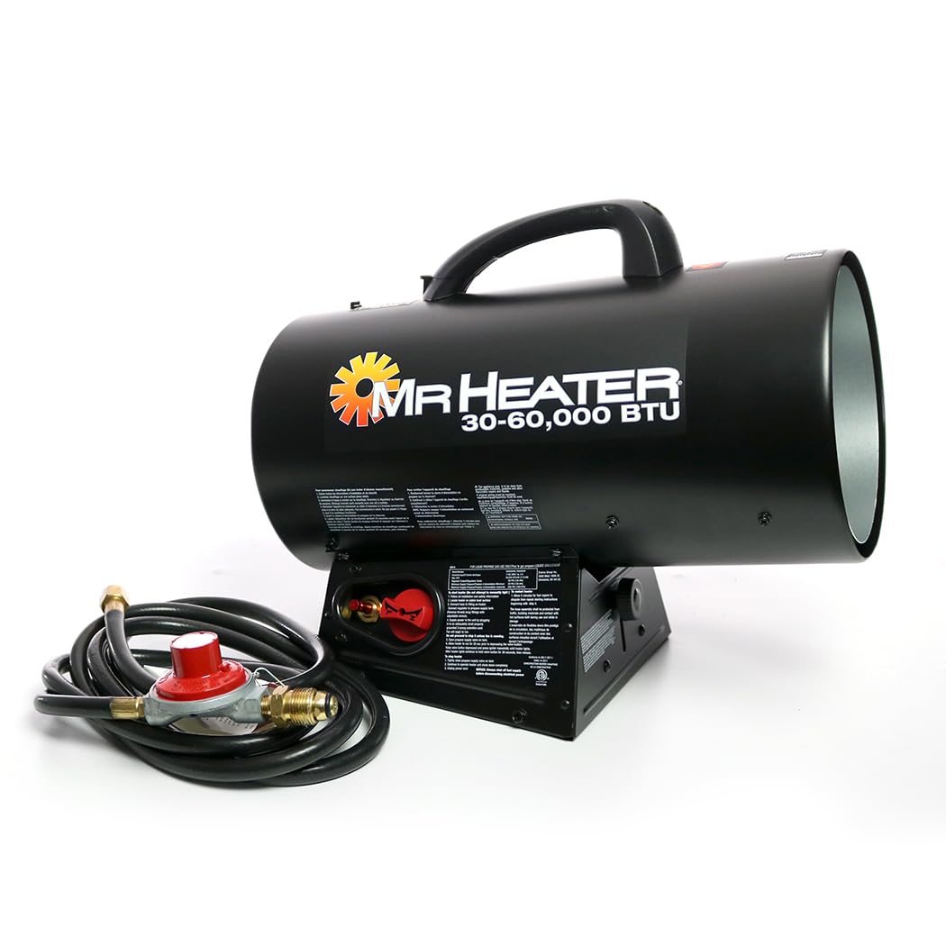 60,000 BTU Mr. Heater MH60QFAV Portable Propane Forced Air Heater, 19.75 x 11.50 inches, black
