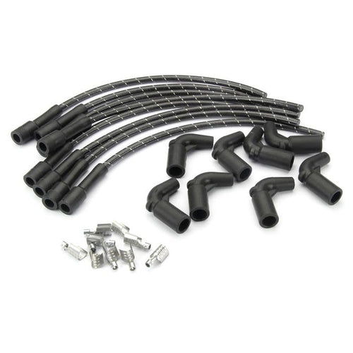 Lokar PW-1016 Performance Products Plug Wire Kit Ls Coil To Plug, 180D Plug, 90D Coil, Cut To Fit Black With White Tracers
