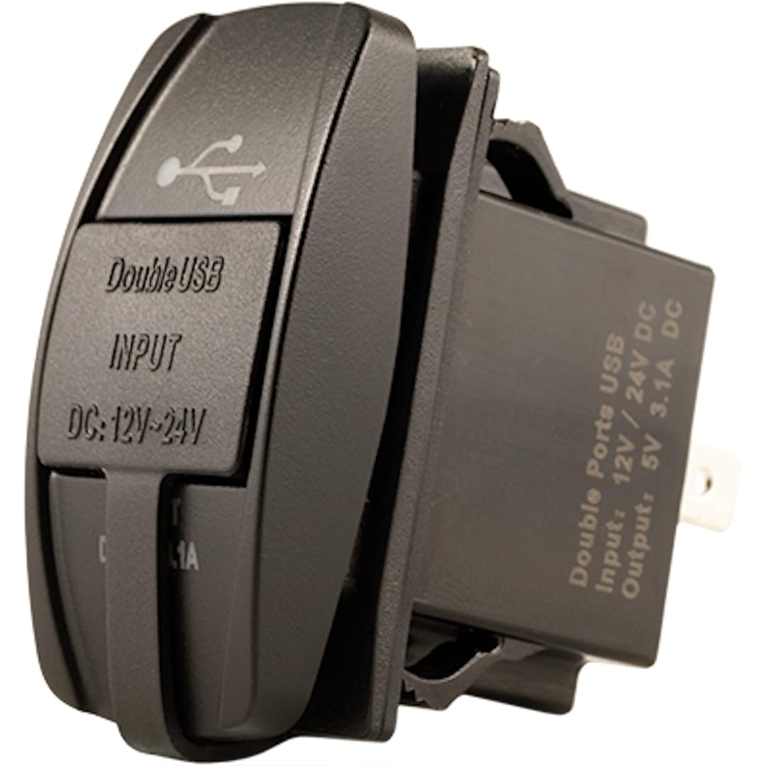 Rocker Switch Mount KJM Dual USB Charger