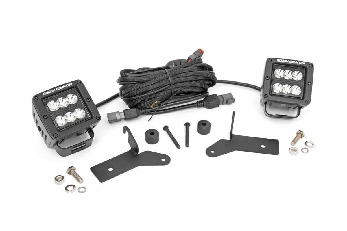2" LED Rough Country Lower Windshield Kit for 2018-2022 Jeep Wrangler JL - 70052