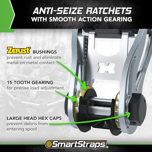 Ratchet Straps SmartStraps - 14ft GRN Premium RatchetX 4pk 1,500lb