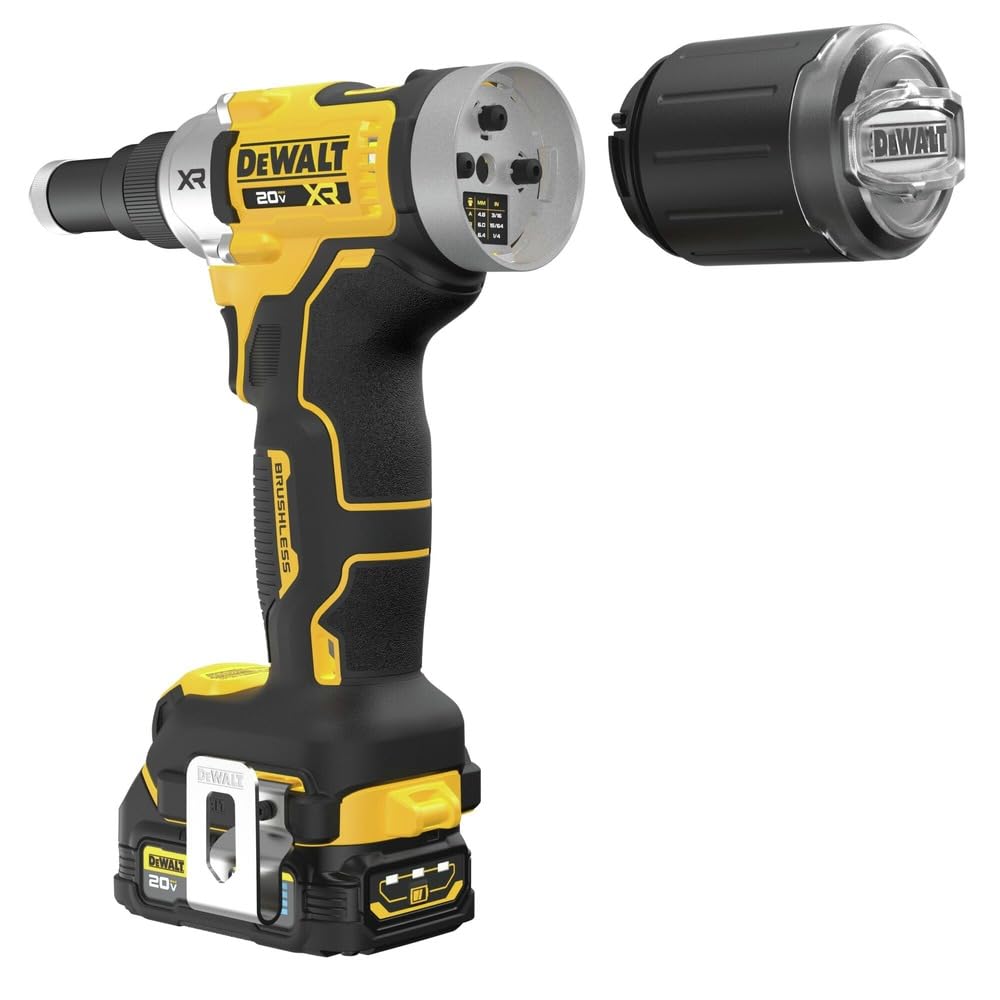 20V MAX XR DEWALT Cordless Rivet Tool, 1/4", Battery and Charger Included (DCF414GE2)
