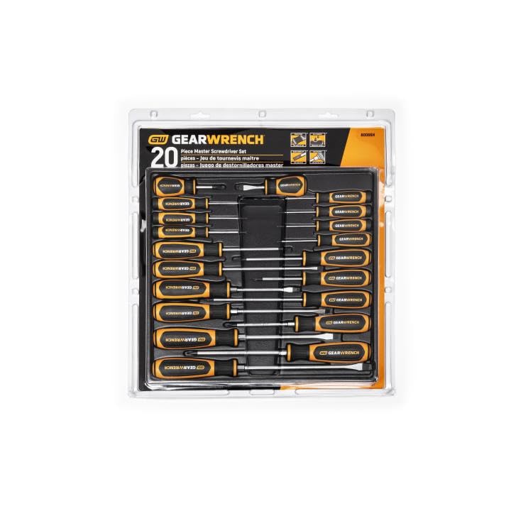 20 Pc. GEARWRENCH Phillips/Slotted/Torx Dual Material Screwdriver Set - 80066H