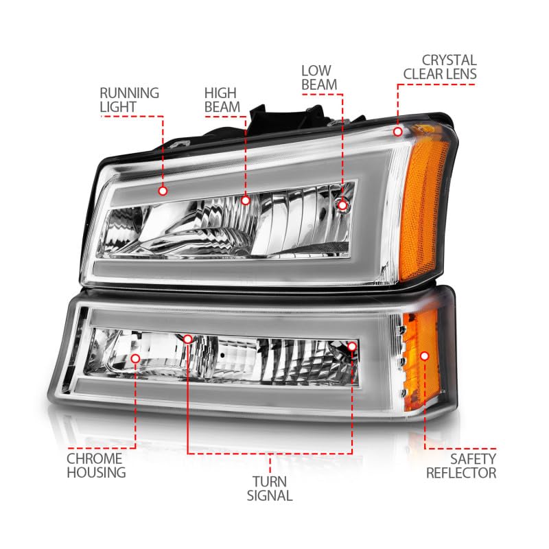 111502 Anzo, Usa Crystal Headlights fits Chevrolet Avalanche 1500, Clear