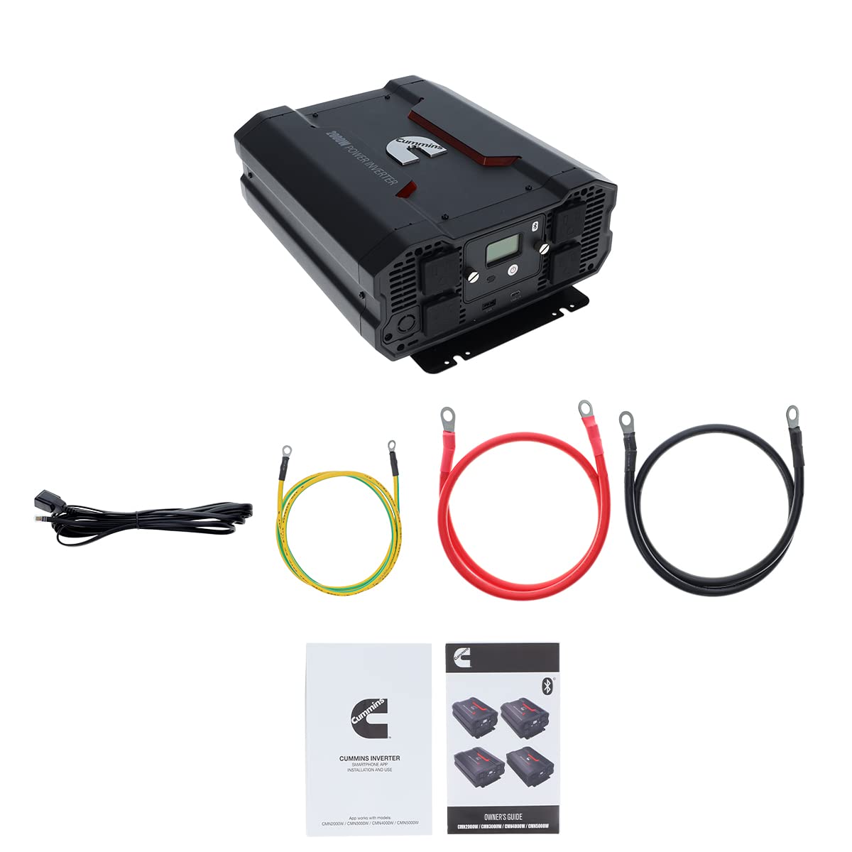 2000 Watts Cummins Inverter Modified Sine Wave Truck Inverter 12 Volts to 110 Volts Four AC Outlets Two USB Ports (Plus Full Cable Kit) - CMN2000W - Inverters for Vehicles, Van Life, Camping