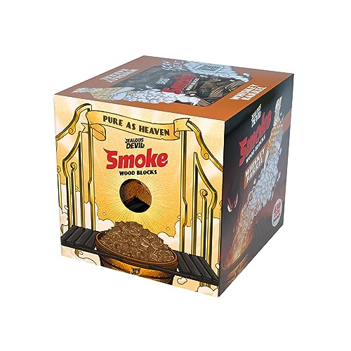 Premium Smoke 430 cu. in. Whiskey Barrel Wood Blocks, 100% Natural Wood Chunks - Ideal for Smokers, BBQ, and Grilling