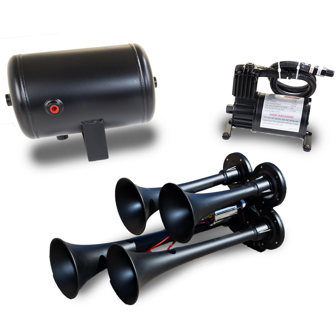 Kleinn Air Horns Complete HK4-1 Quad Air Horn Package - Black