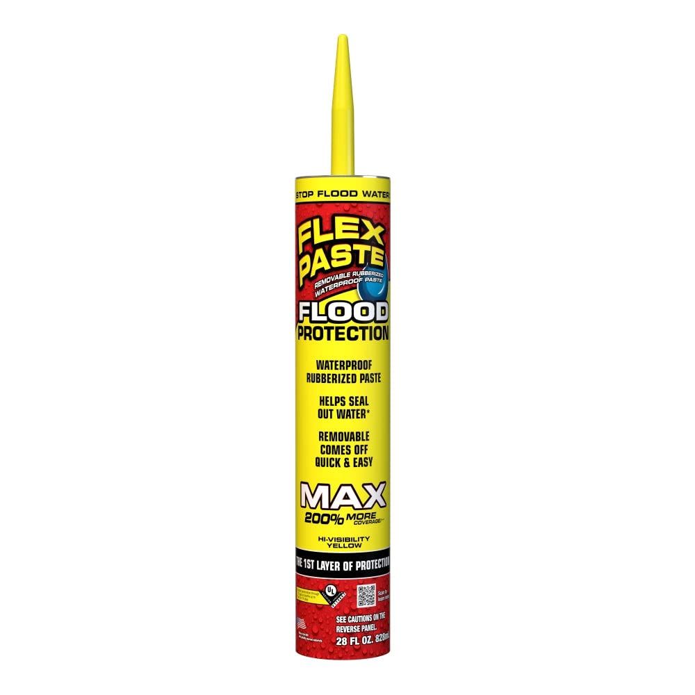 Flood Protection Flex Paste, 28 oz Cartridge, MAX, 1-Pack, Waterproof Rubberized Paste, Removable, Use on Windows, Doors, Garage Doors, Seams, Casings, Thresholds, Conduits, Vents, Ducts, and More