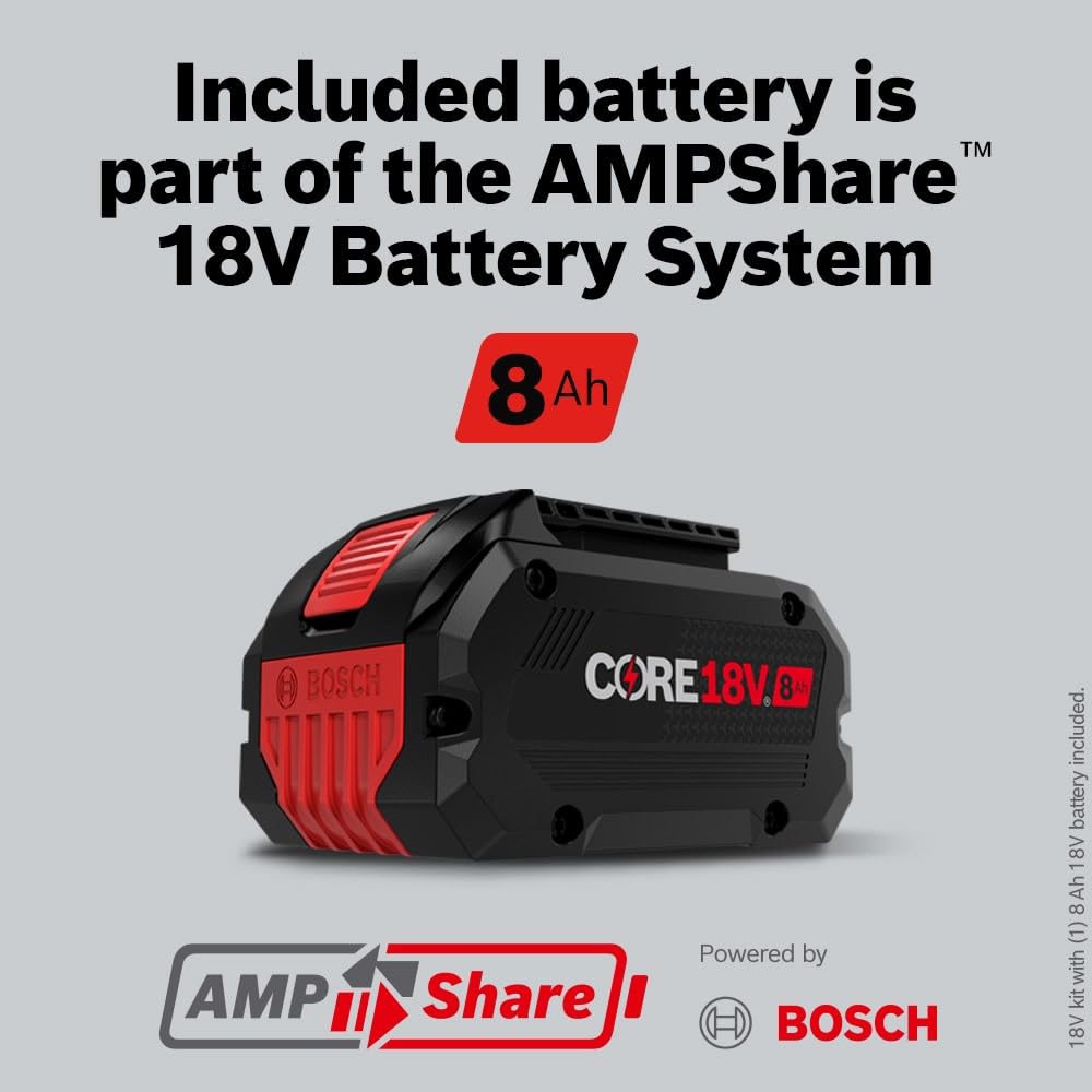 18V Bosch GXS18V-12N14 Starter Kit with (1) CORE18V® 8 Ah High Power Battery and (1) Fast Battery Charger