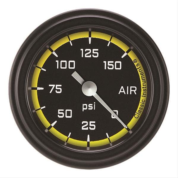 AX118YBLF Classic Instruments AutoCross Yellow 2-1/8" Air Pressure Gauge