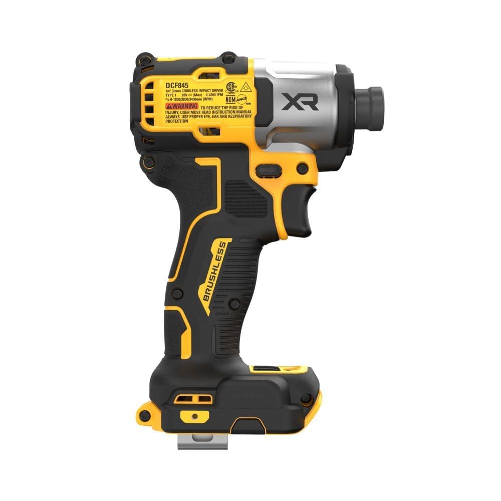 20V MAX XR DEWALT Impact Driver, 1/4 Inch High Torque Brushless 3 Speed Premium Cordless Impact Driver with LED Light, Extended Runtime, Tool Only (DCF845B)
