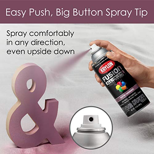 Krylon All-In-One Fusion Adhesive Spray Paint for Indoor/Outdoor Use, 12 oz, Sangria