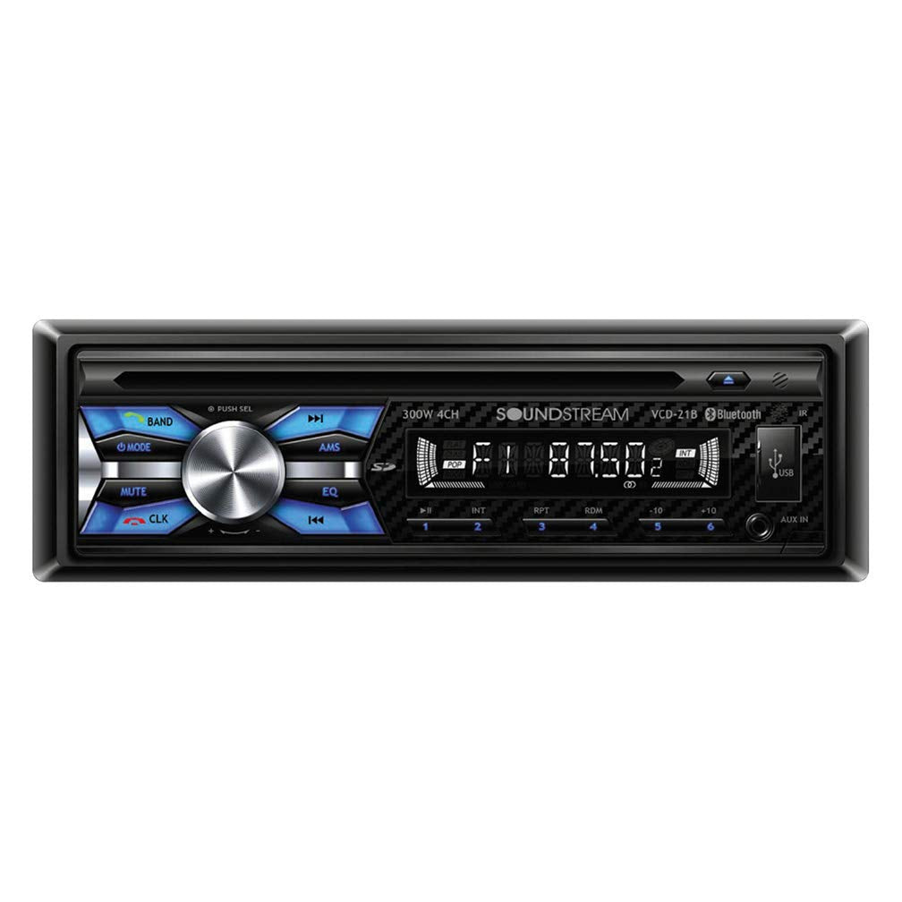 Soundstream Single DIN VCD-21B CD Player with 32GB USB Playback/Bluetooth