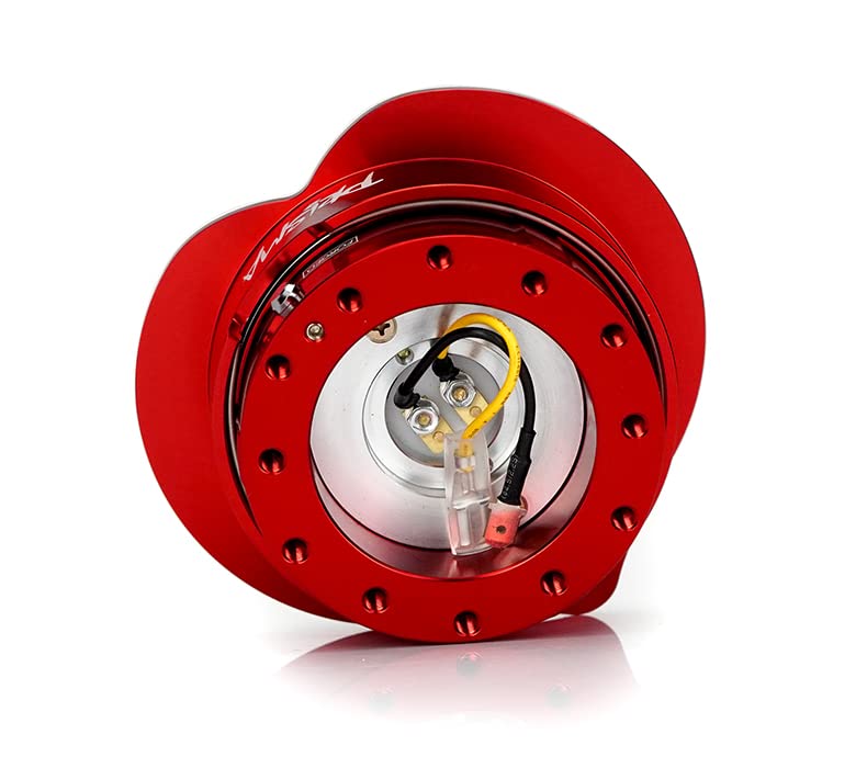 NRG Innovations Steering Wheel NRG-SRK-143RD Quick Release Kit Adapter Red Body/Red Heart Shape Ring Flares, 6x70mm & 6x74mm Bolt Pattern