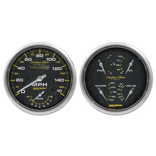 Auto Meter Gauge Kit 4805, 2 Pc., Tach/Speedo & Quad, 5", Carbon Fiber