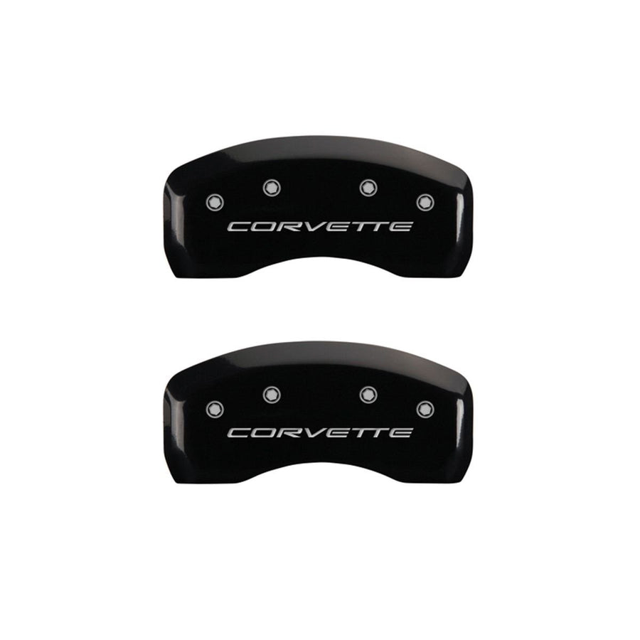 SET OF 4 CALIPER COVERS, BLACK, FRONT AND REAR: C5/CORVETTE, SILVER CHARACTERS
