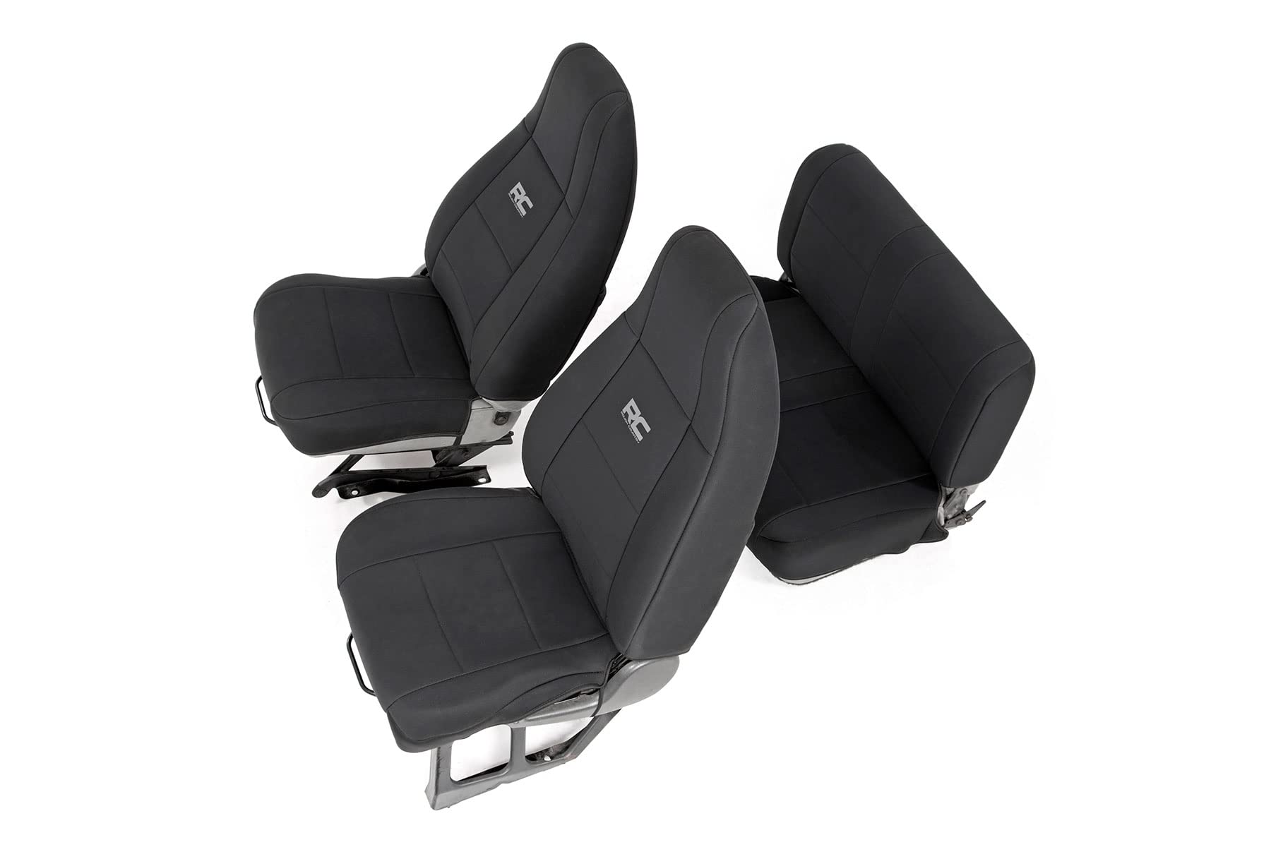 Rough Country Seat Covers Neoprene for Jeep Wrangler YJ (1987-1990) - Waterproof & UV Resistant, Foam Padded, Front & Rear Seat Cover Set