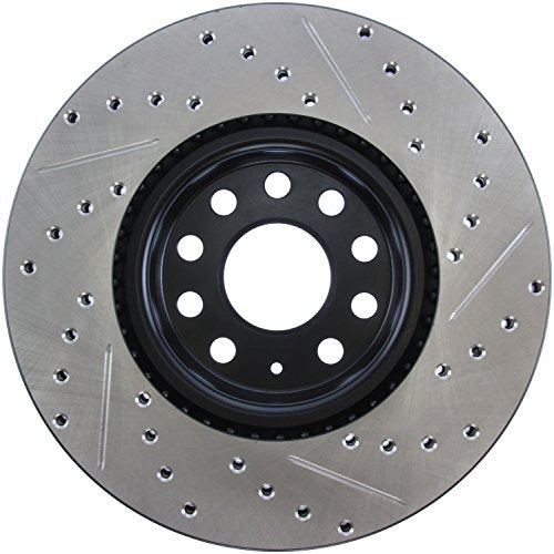 StopTech Automotive Replacement 127.33098R Front Right Drilled and Slotted Disc Brake Rotor Fits Select Audi A1/A3/Q2, Seat Aleta/Ateca, Volskwagen Beetle/Bora/Tiguan
