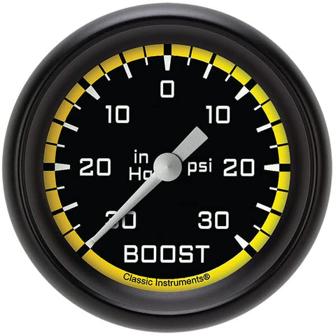 AX341YBPF Classic Instruments AutoCross Yellow 2-5/8" Boost/Vacuum Gauge