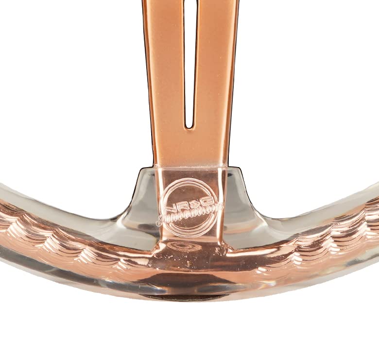 NRG Innovations Reinforced Steering Wheel NRG-RST-027GD-CL 350mm 2" Deep Dish Clear Acrylic Steering Wheel in Clear and Rose Gold Spoke Finish with Slits