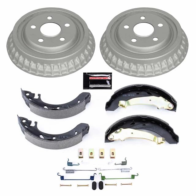 Power Stop KOE15333DK Rear Replacement Brake Kit-OE Brake Drums & Ceramic Brake Pads For Dodge Stratus 1995-1996, Plymouth Breeze 1996 [Model Specific]