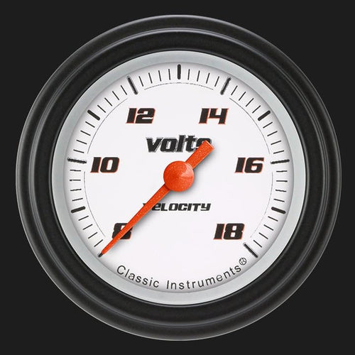 Classic Instruments Velocty VS130WBLF White 2-1/8" Volt Gauge Full Sweep