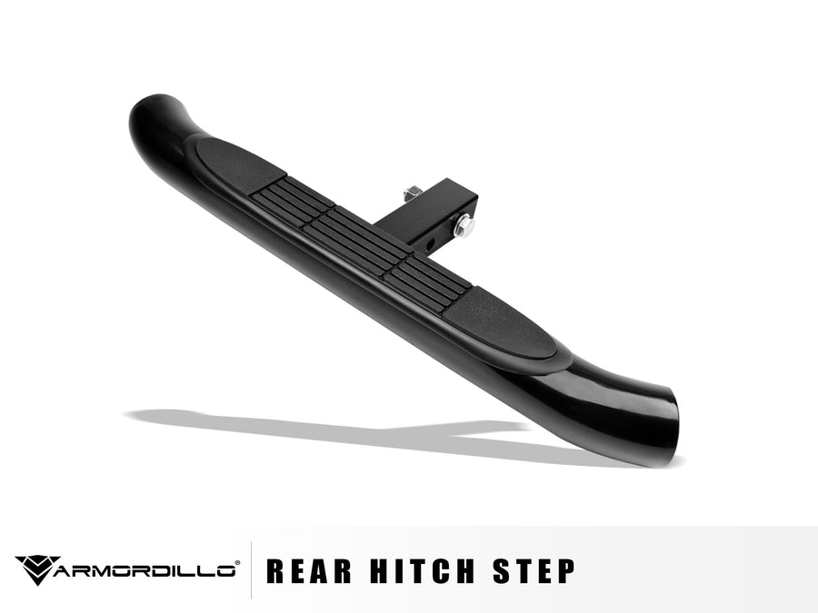 3" Round Armordillo Steel Hitch Step for Class 3 Trailer Hitch|2" Hitch Receiver Step Black Finished|7170162
