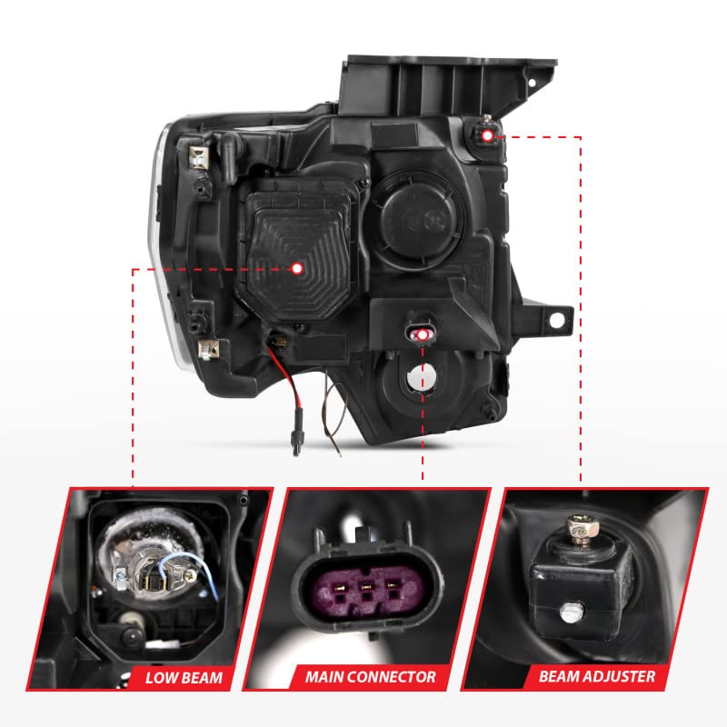 Projector Headlights ANZO USA 111383 With U-Bar Switchback, Black