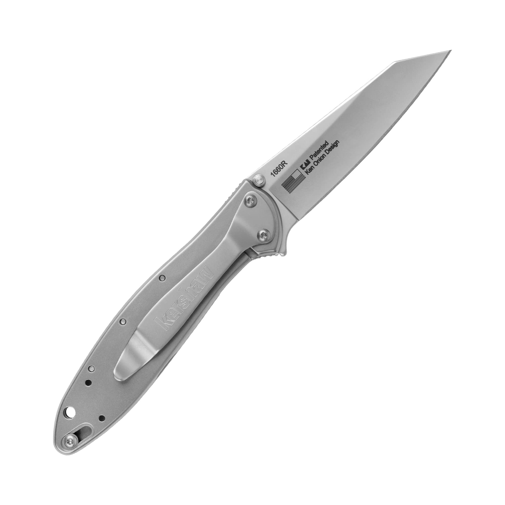 Kershaw Pocket Knife Random Leek, Gray, 3 Inch Stainless Steel Reverse Tanto Blade, EDC with Assisted Opening, Made in the USA, Reversible Clip Carry, Everyday Carry Pocket Knife for Men and Women