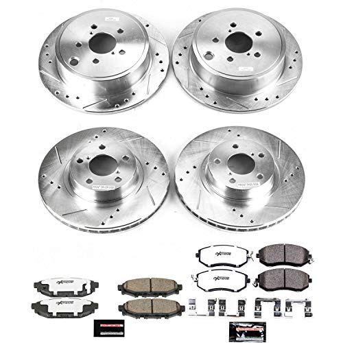 Power Stop K6112-26 Z26 Carbon Fiber Brake Pads Front and Rear with Drilled & Slotted Brake Rotors Kit For Subaru BRZ 2013-2016, Subaru Impreza 2011 [Model Specific]