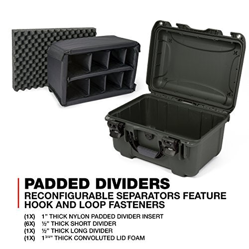 Medium Nanuk 918 Waterproof Hard Case with Padded Dividers 16.9" x 12.9" x 9.3" - Olive