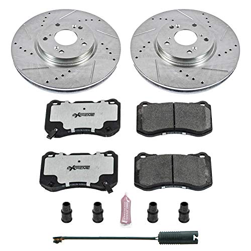 Rear Power Stop K3030-26 Z26 Carbon Fiber Brake Pads with Drilled & Slotted Brake Rotors Kit For BMW Z3 1998-2002 [Model Specific]