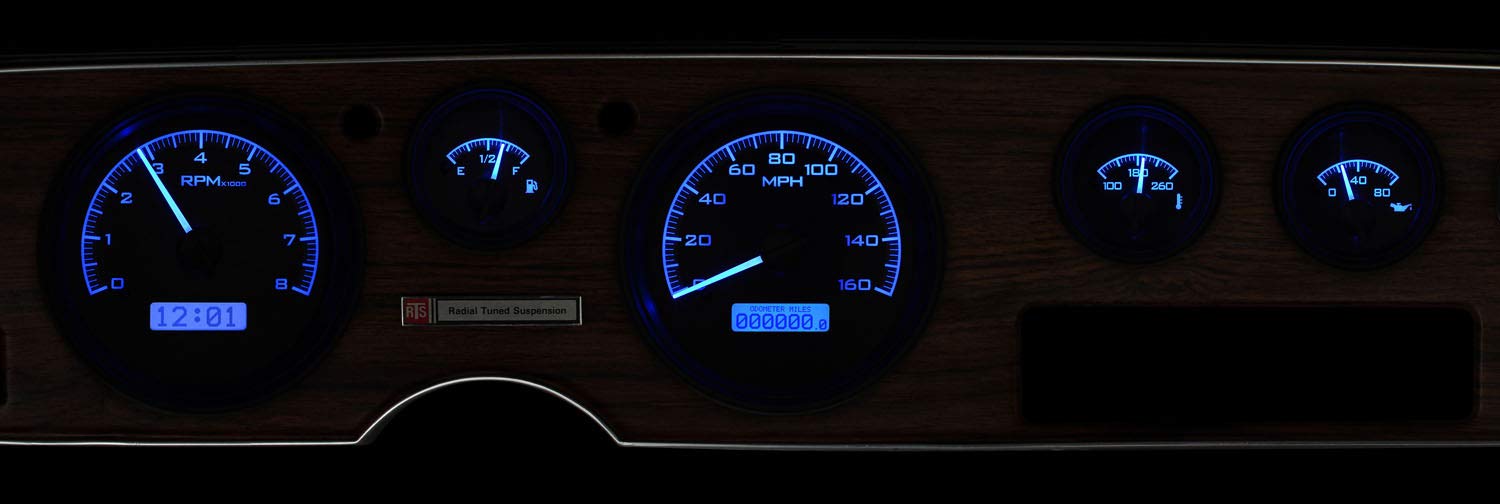 Dakota Digital 70-81 Pontiac Firebird Dash Analog Gauge Cluster Kit Silver Blue VHX-70P-FIR-S-B