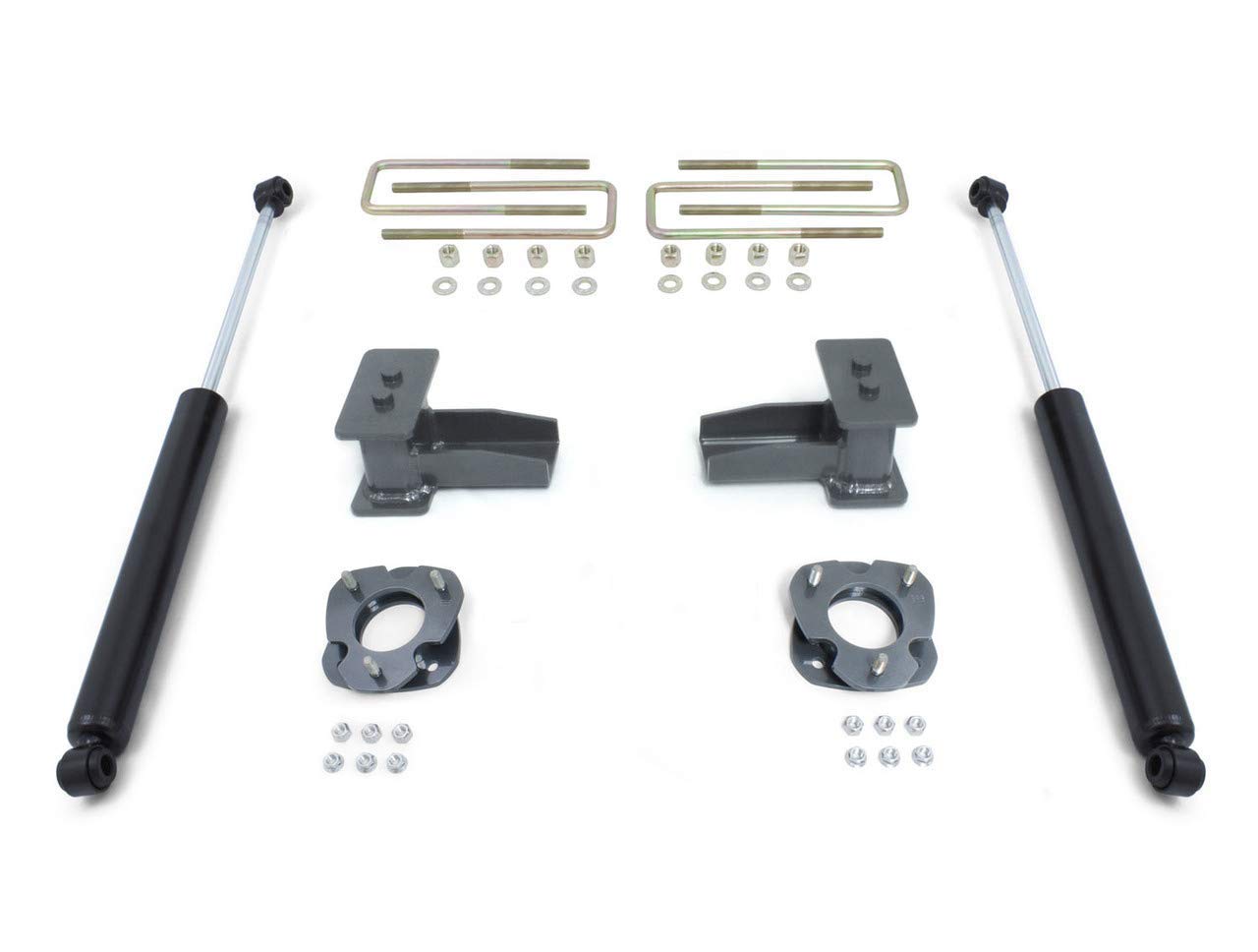 Suspension Lift Kit MaxTrac 903250 w/Shocks 2.5 in. Front 4 in. Rear Incl. Spacers 5 in Rear Blocks U-Bolts MaxTrac Shocks