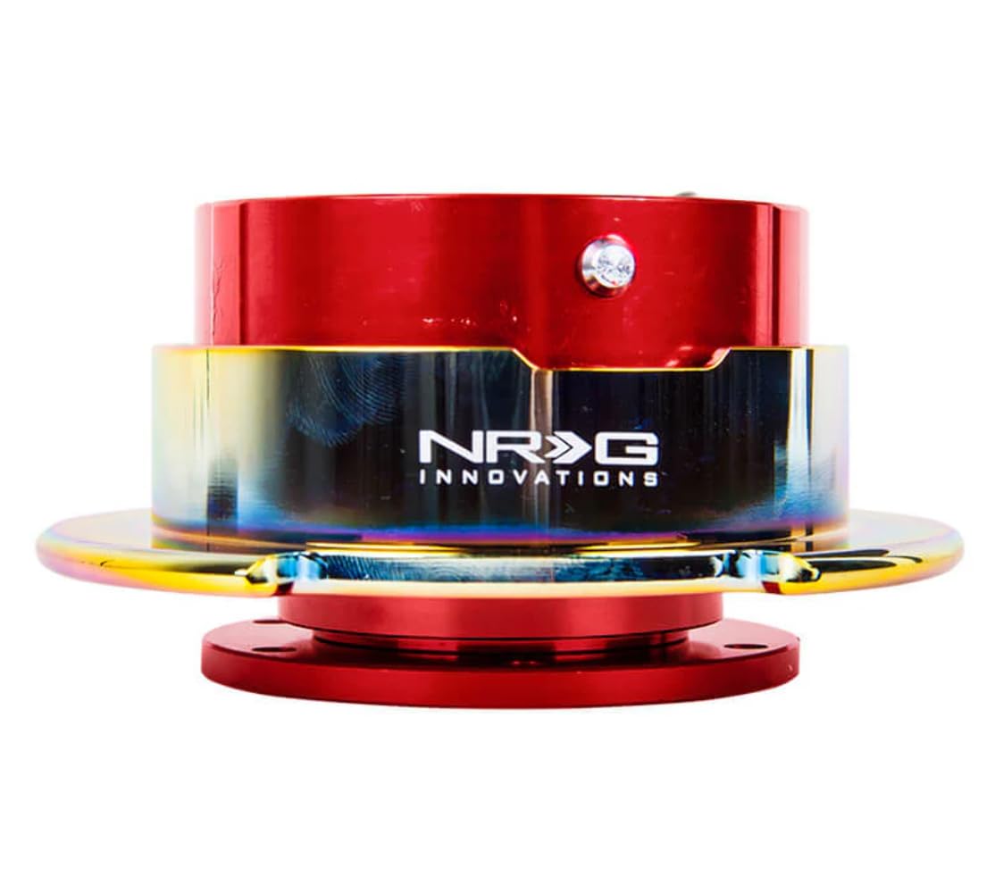 NRG Innovations Gen 2.5 NRG-SRK-250RD-MC Race Steering Wheel Quick Release Kit Adapter Red Body/Neo Chrome Ring, 6x70 and 6x74mm Bolt Patterns