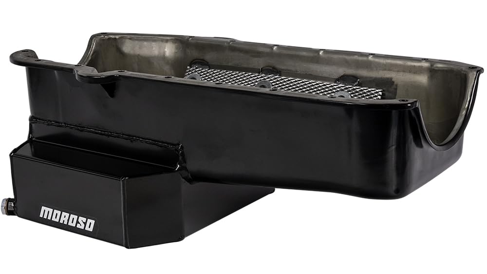 Moroso Steel 21814 Wet Sump Oil Pan, Fits 80-85 Small Block Chevy Inc Dart SHP, 7.5" Depth w/Road Race Baffle