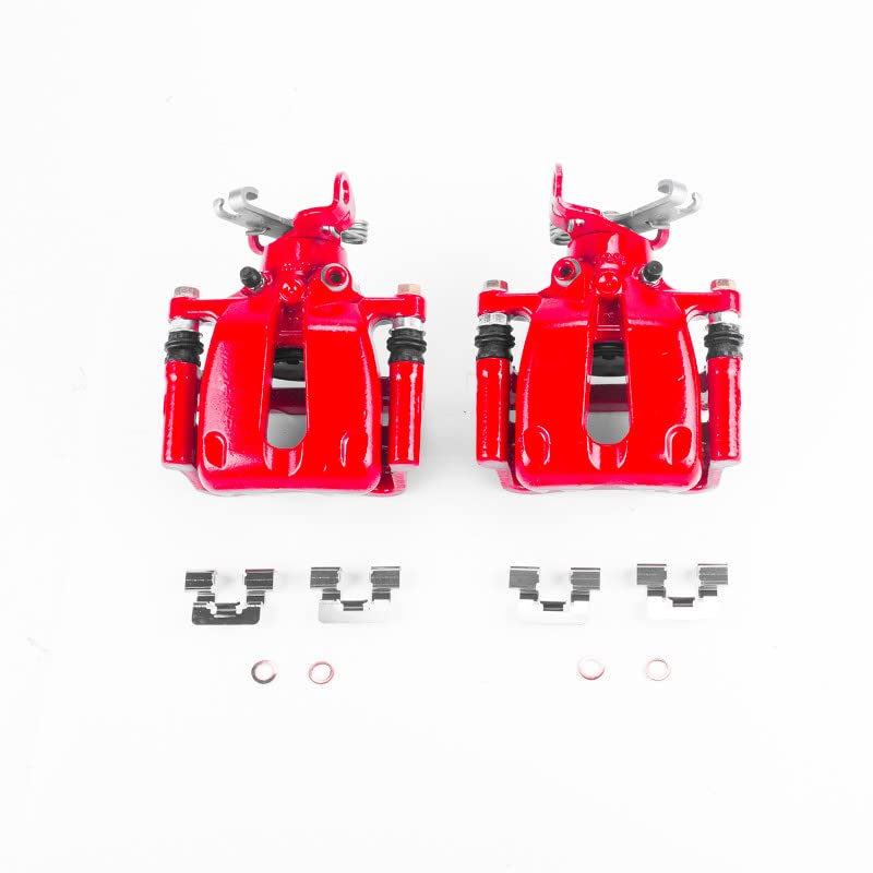 Power Stop Pair of High-Temp Red Powder Coated Rear Calipers For Buick LaCrosse 2012-2016, Buick Regal 2011-2017, Chevrolet Malibu 2013, Saab 9-5 2010-2011 [Model Specific]