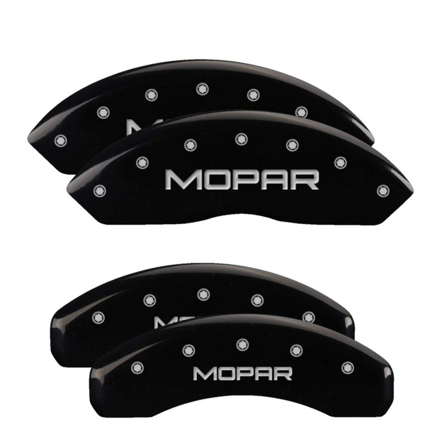 Brake Caliper Covers MGP - Compatible with 2018-2024 Jeep Wrangler (Requires 18"+ Wheels and Solid Rear Rotor) 4 PCS Front and Rear (Black - MOPAR Engraving)