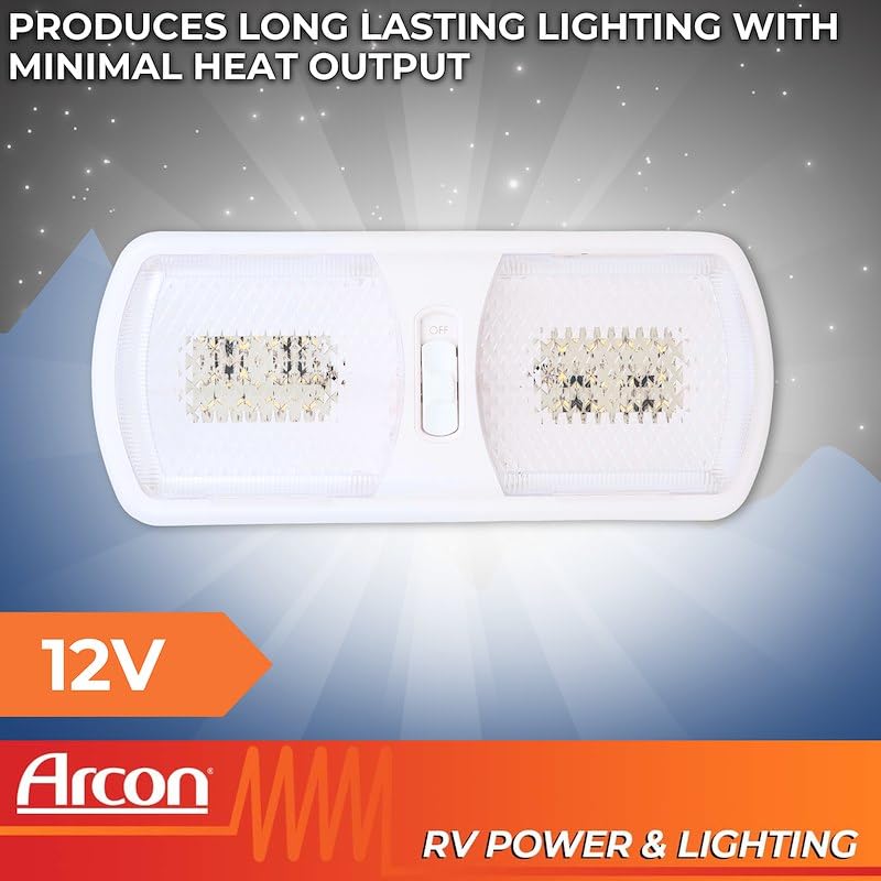 LED Ceiling Double Light Arcon Clear Lens 11.56 Inch Length x 4.95 Inch Width Bright White SMD LED 12 Volt 20670N