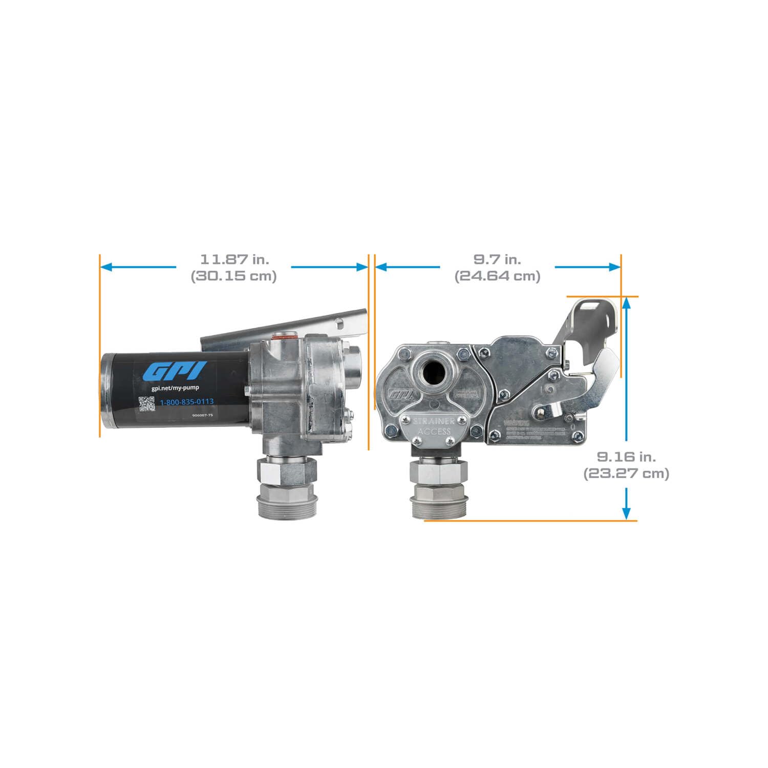 M-240 Series GPI Fuel Transfer Pump, Manual Shut-off Nozzle,15 GPM, 24 Volt (110000-70)