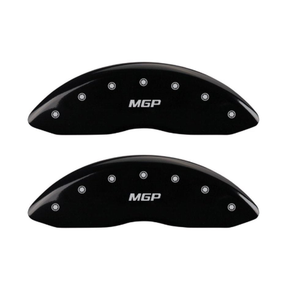 MGP 36023SMGPBK Caliper Covers Black Powder Coat Finish, Silver Characters, Set of 4