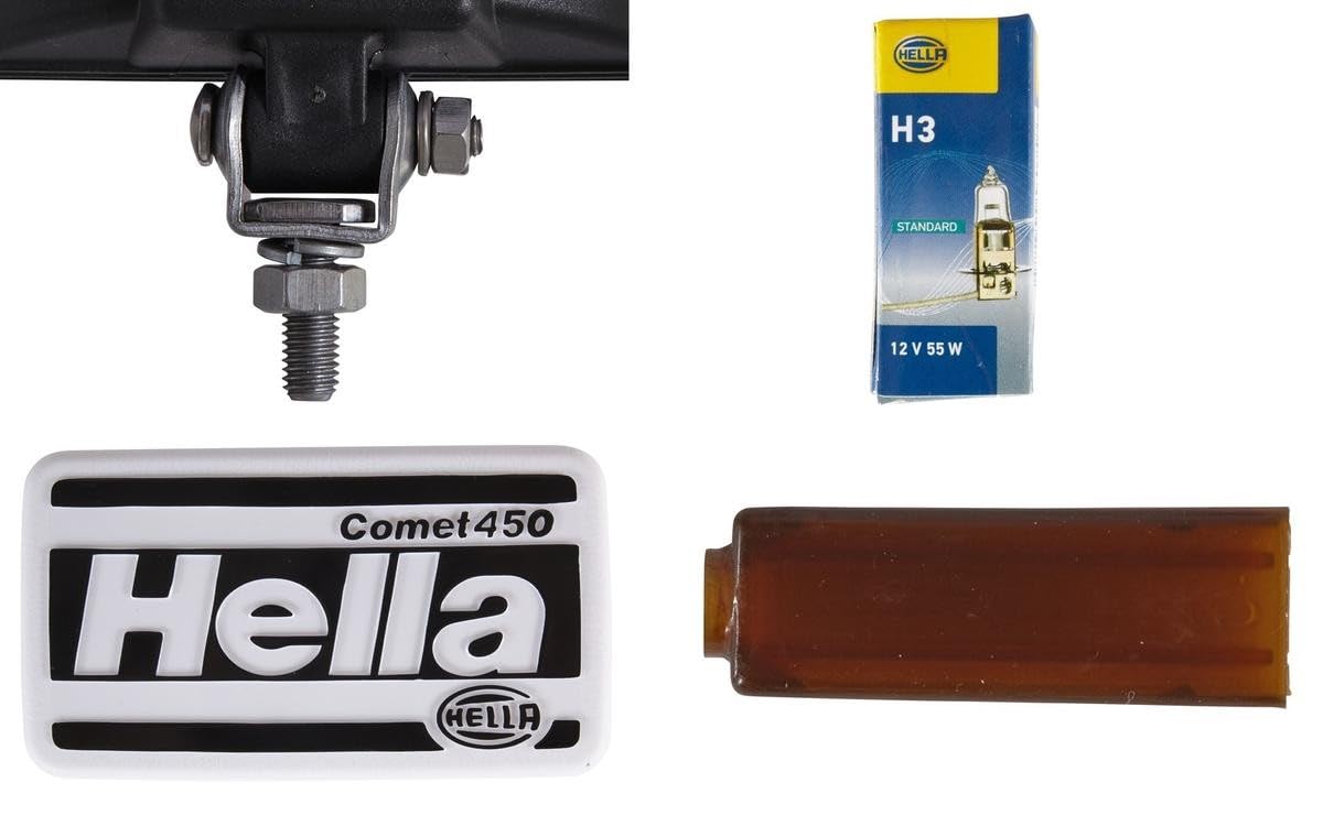 Hella Halogen-Front Fog Light 1NB 005 860-201 - Comet 450-12V - rectangular - mounting - Clear diffusing lens - Lens Colour: White - left/right