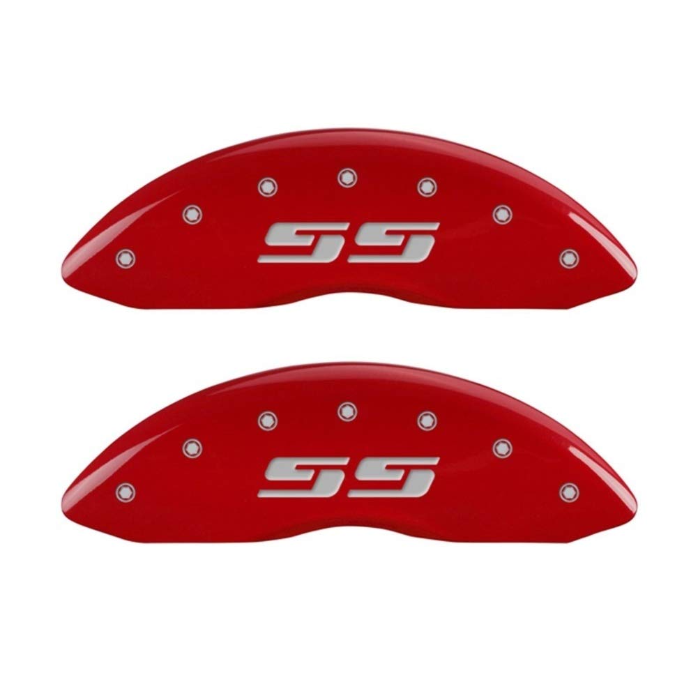 MGP Caliper Covers 14207FSS3RD Red Powder Coat Finish, Silverado Silver Characters, Set of 2
